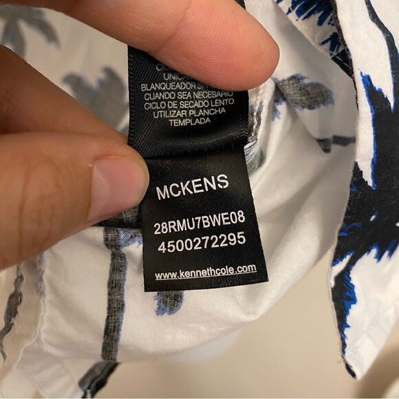 Kenneth Cole reaction palm tree button up short sleeve shirt Hawaiian tropical M - Picture 8 of 9